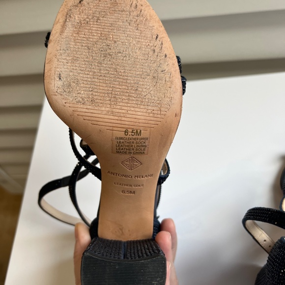 Antonio Melani Blue Satin Rhinestone Strappy Sandle - Picture 5 of 8